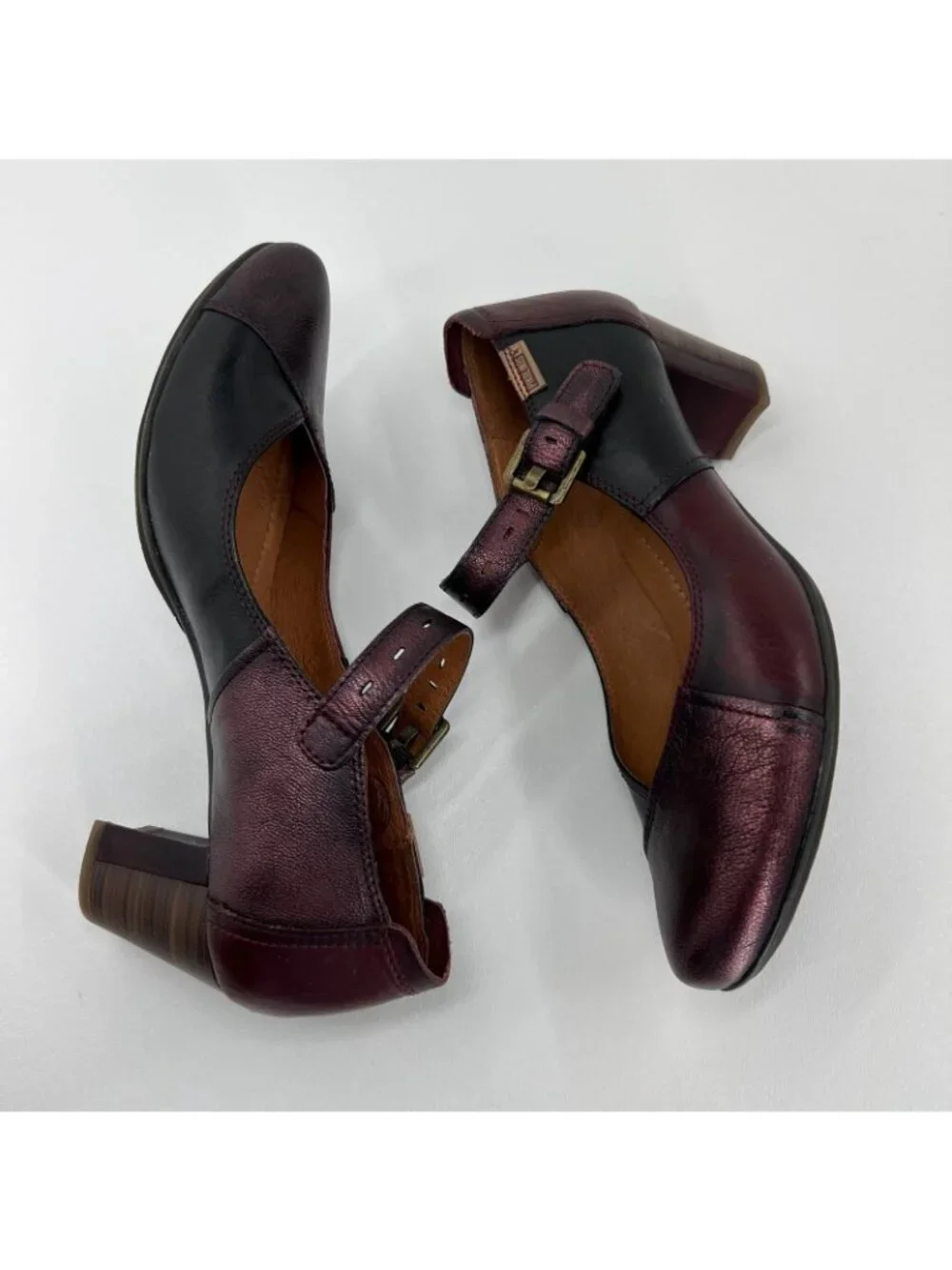 Pikolinos Segovia Mary Jane Pumps Womens 41 US 10 Leather Block Heels Burgundy